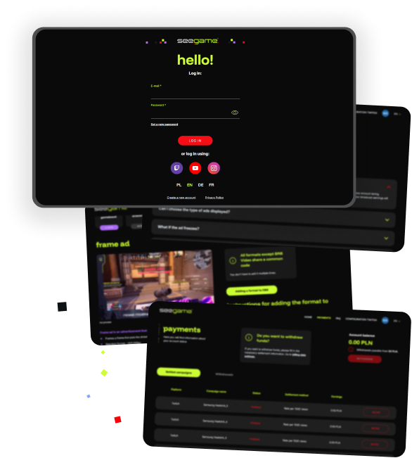 Creator dashboard showing available ad formats, campaign setup, and earnings.